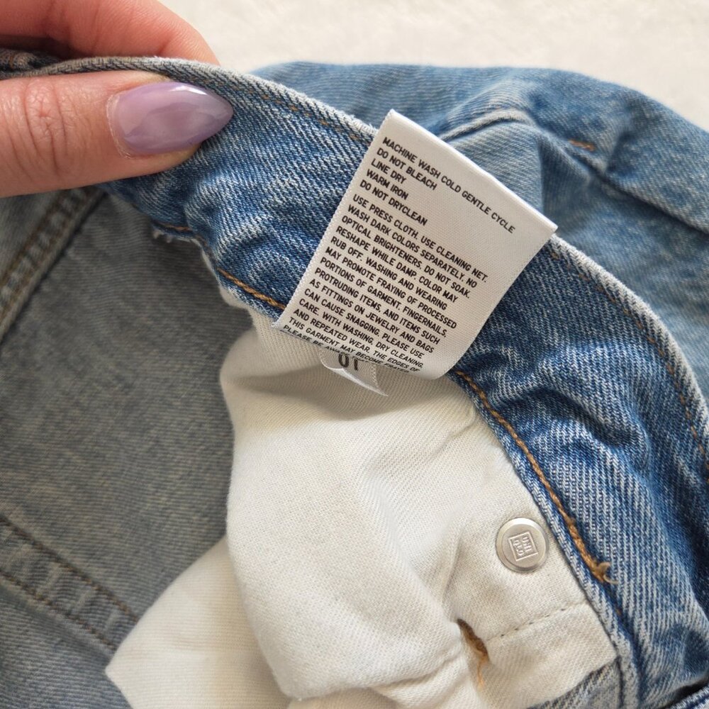 Uniqlo Distressed Denim Shorts 30" Blue Thrashed Cut Off High Rise Summer Casual - Picture 9 of 12